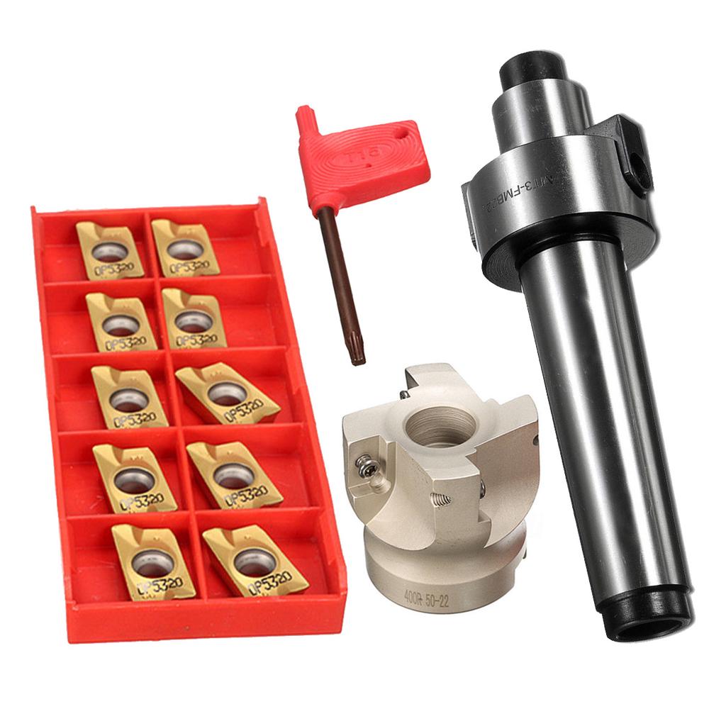 6 Flute 400R-100-32-6F 100mm Face End Mill Cutter+10X APMT1604PDER Insert