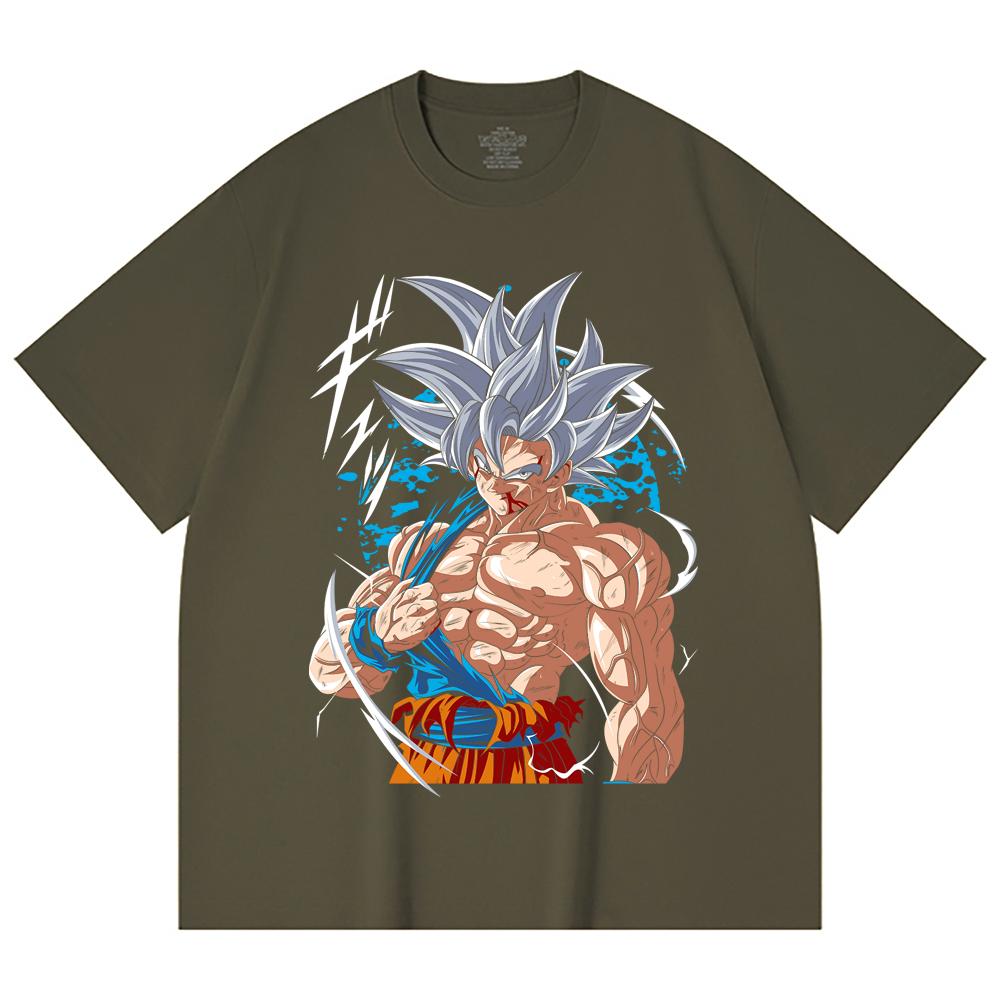 230 Gsm 100% Cotton Dragon Ball V47 Goku Ultra Instinct Print Unisex Heavy Cotton T Shirt