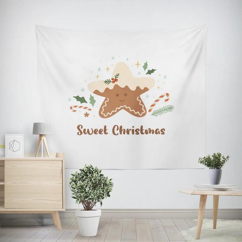 Christmas New Year Candy Coffee Pattern Living Room Bedroom Decorative Tapestry