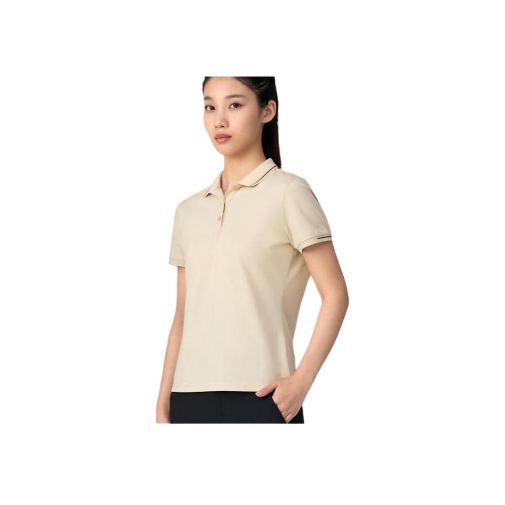Li Ning Fitness Series Solid Color Breathable Comfortable Sports Polo Shirt Women Tops Light-Milk-Brown APLT084-4
