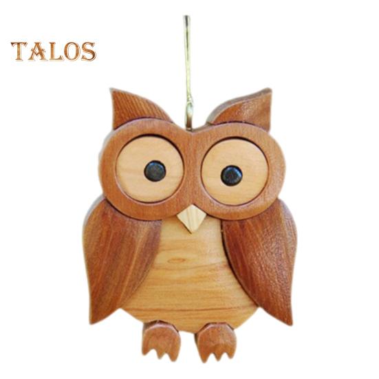 Weihnachtsschmuck in Tierform mit Umhängeband, Hirsch, Eule, Fuchs, handgeschnitzt, aus Holz, Weihnachtsbaum, Heimdekoration