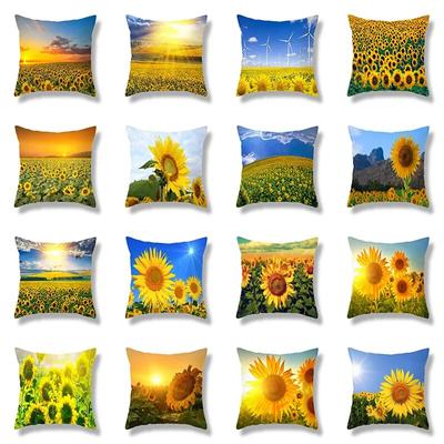 45x45cm Sunflower Cushion Cover Flowers Polyester Throw Pillow Case Car Sofa Decorative Pillowcases Home