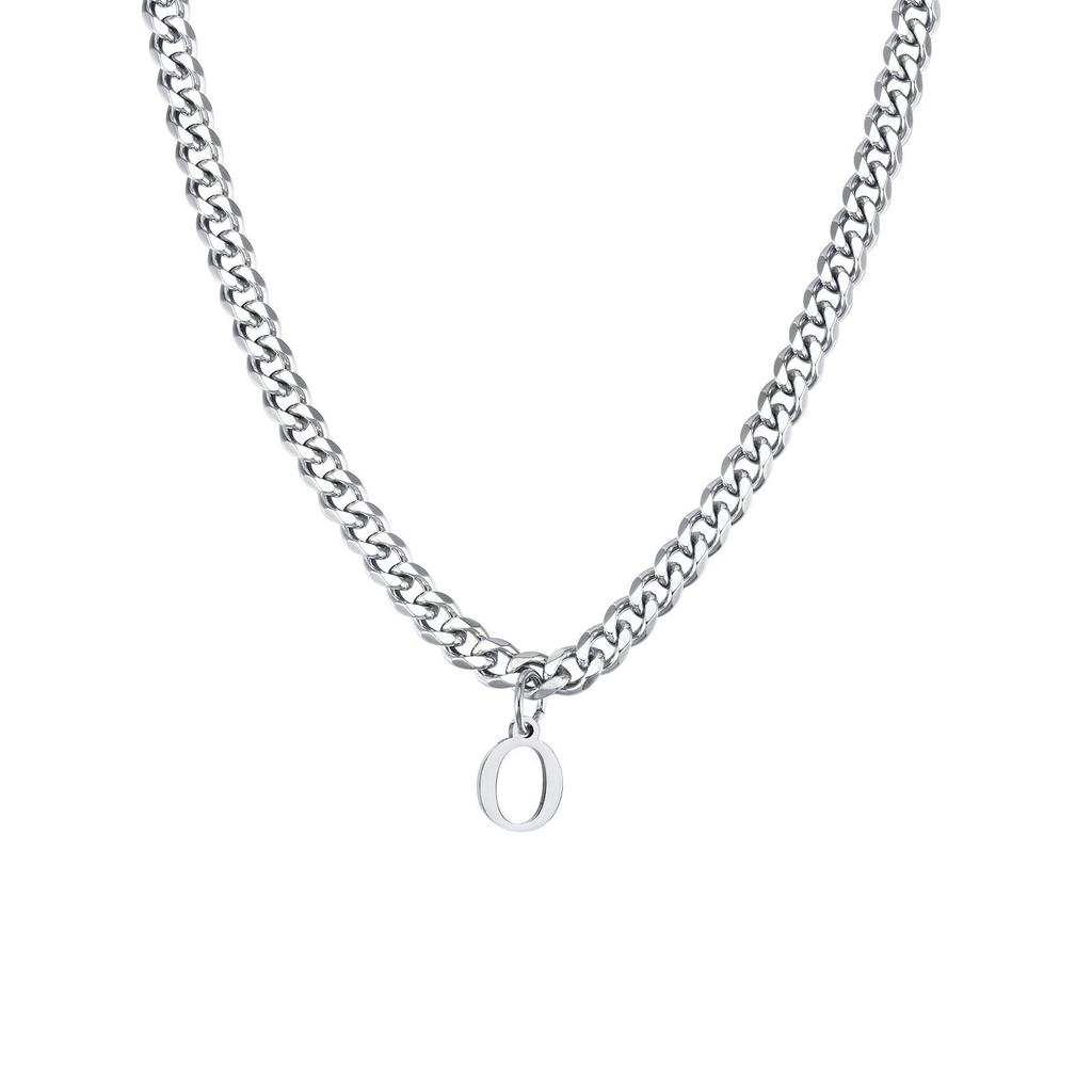Men's Stainless Steel Hexagonal Letter Necklace - 26 English Alphabet Pendants with Chain