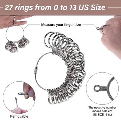 Ring Sizer Measuring Tool,Steel Ring Mandrel for Ring Making,Ring Sizer Mandrel,Ring Size Measuring Tool Set