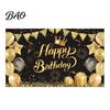 Birthday Photo Backdrop Happy Banner Backdrop, Party Background Cloth for Celebration, Group Bunting Flag Decor Kids Women, Supplies Double-sided