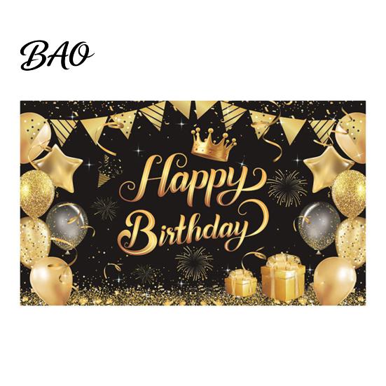 Birthday Photo Backdrop Happy Banner Backdrop, Party Background Cloth for Celebration, Group Bunting Flag Decor Kids Women, Supplies Double-sided