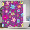 Colorful Floral Shower Curtain with Hook Set Bath Decor Printed Fabric Waterproof Home Accessories Bright Purple Green Yellow Or