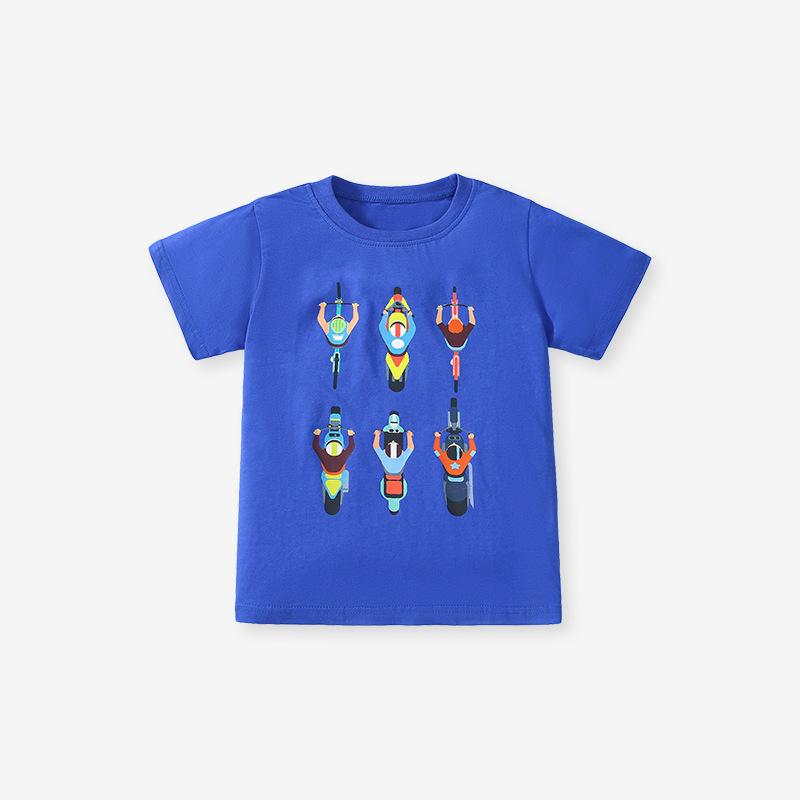 Cotton T-shirt Cartoon Printed Boy's T-shirt Summer Cotton Short Sleeve Top for Children