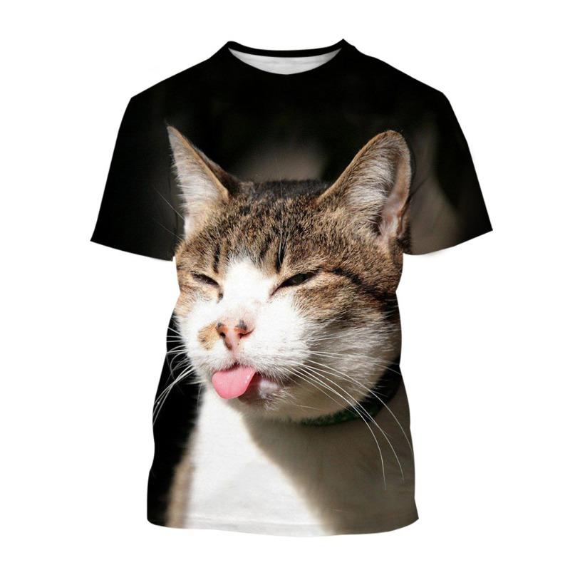 New Funny Cat T-Shirts Animal 3D Print Summer Men Women Fashion Short Sleeve Tees Streetwear Harajuku T Shirt Kids Tops Clothing