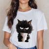 Cute Cat Fun Printed Cotton Short Sleeved T-shirt Summer Sports Leisure Loose Women's Top T-Shirts Women’s