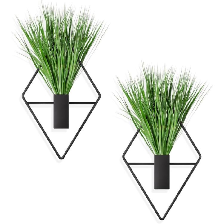 

2pack Geometric Wall Mounted Plant Stylish Round Metal Hanging Planter for Modern Home Decoration 1