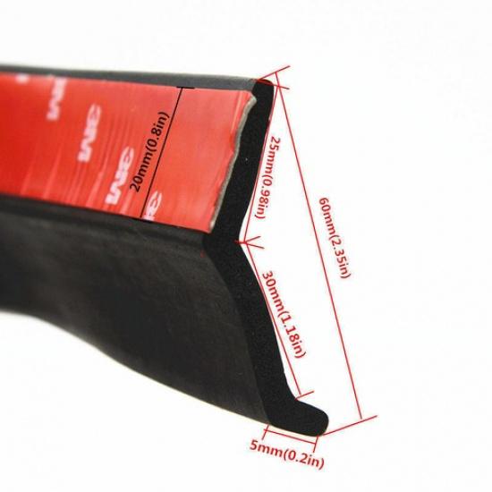 Black 2.5M Cars Front Bumper Lip Splitter Body Spoiler Chin Skirt Protector New