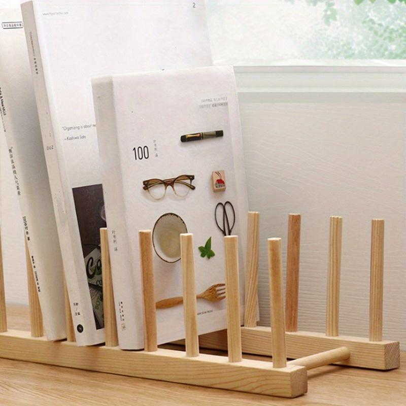 1pc Bamboo Wooden Book Stand & Bookshelf, Portable Assembly, Suitable for Storing Books By The Bed or On The Desk Multi Functional Wooden Storage Rack