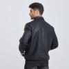 Men's Plus Size Casual Woven Leather Jacket with Turn-Down Collar