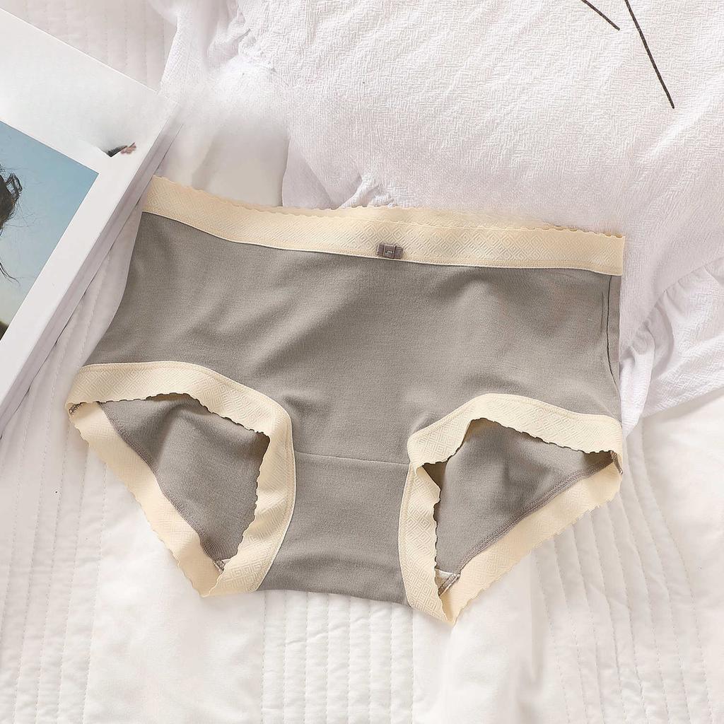 Underpants for Women Low Waisted Briefs with Black Fungus Edges Cute Simple Modal Breathable Triangle Underwear Panties