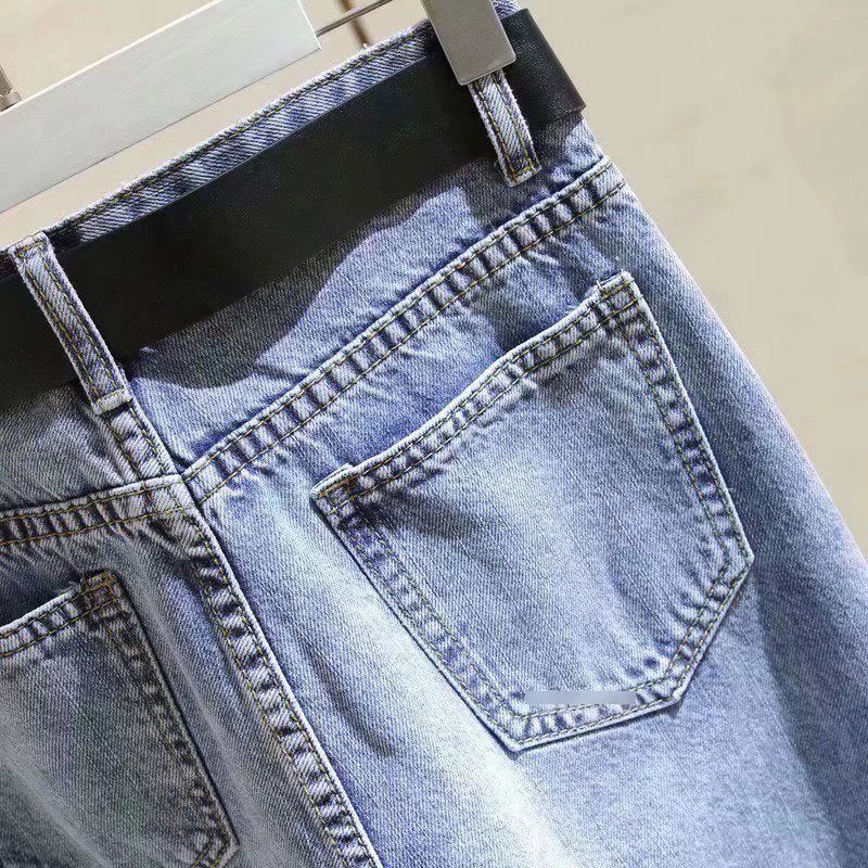 Spring Autumn and Summer High-waisted Denim Harun Pants for Women, Loose Nine-inch Straight Pants, Radish Dad Pants