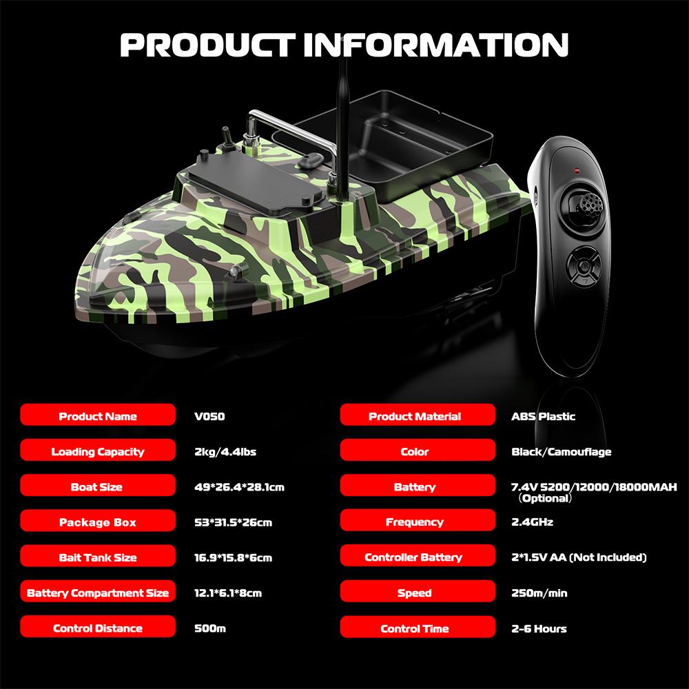 New Remote Control Fishing Bait Boat Dual Motor Fish Finder 4KG Loading Support Automatic Cruise/Route Correction Camouflage Bait Boat Fishing Gear