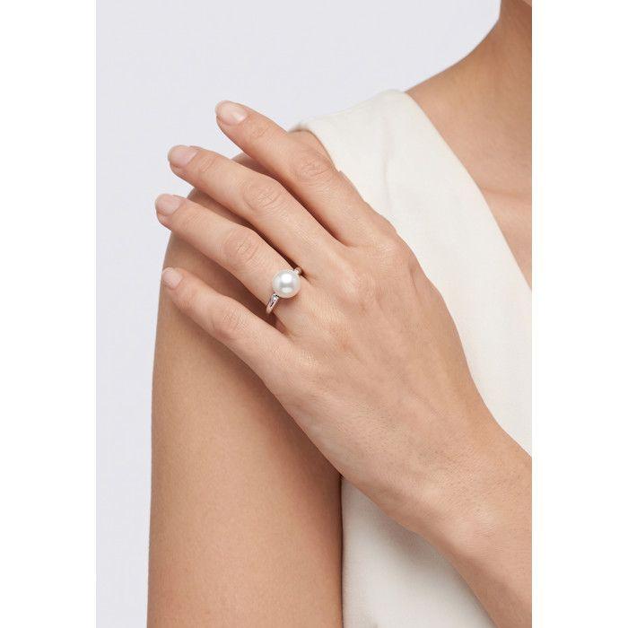 Ring - Pearls & Colors - 8-9 Mm Round - White Pearl - White Gold 375/1000 - AAA+ Quality - Diamond - Woman