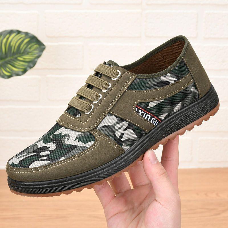 Gamle Beijing tøysko Glutensåle for menn Anti-skli Slitebestandige arbeidssko Lette pustende lerretssko Middelaldrende gåsko