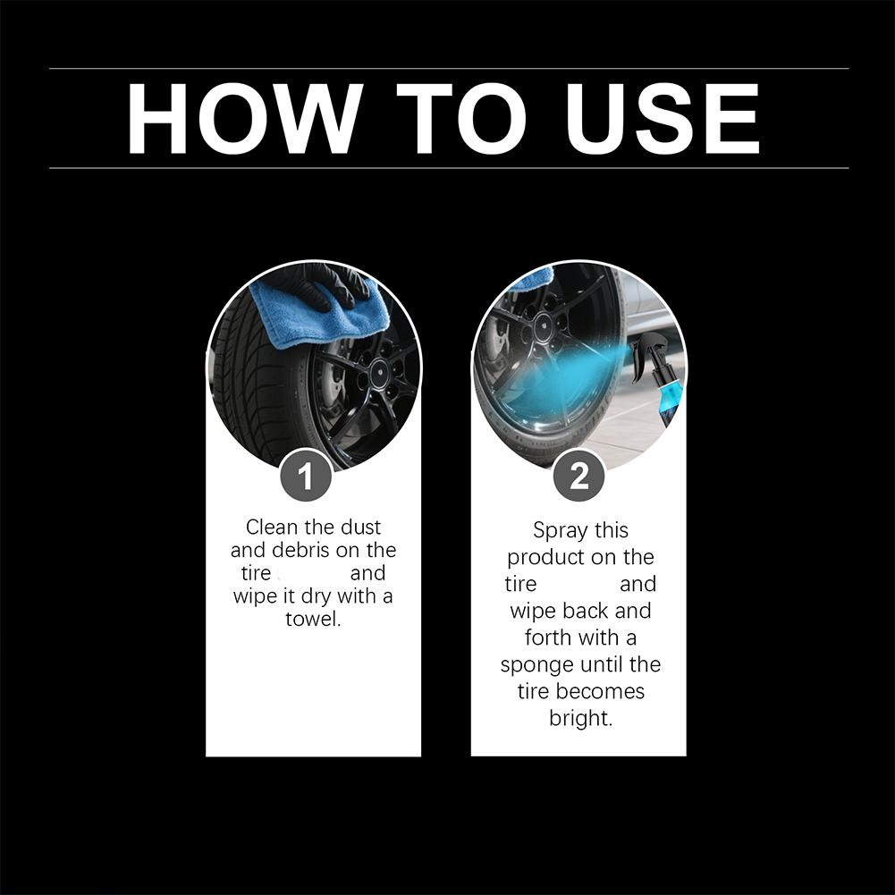 100ml Car Black Wet Look Tire Shine Spray Dressing Automotive Clear Coat Tire Dressing Spray For Glossy Wet Tire Look Vinyl