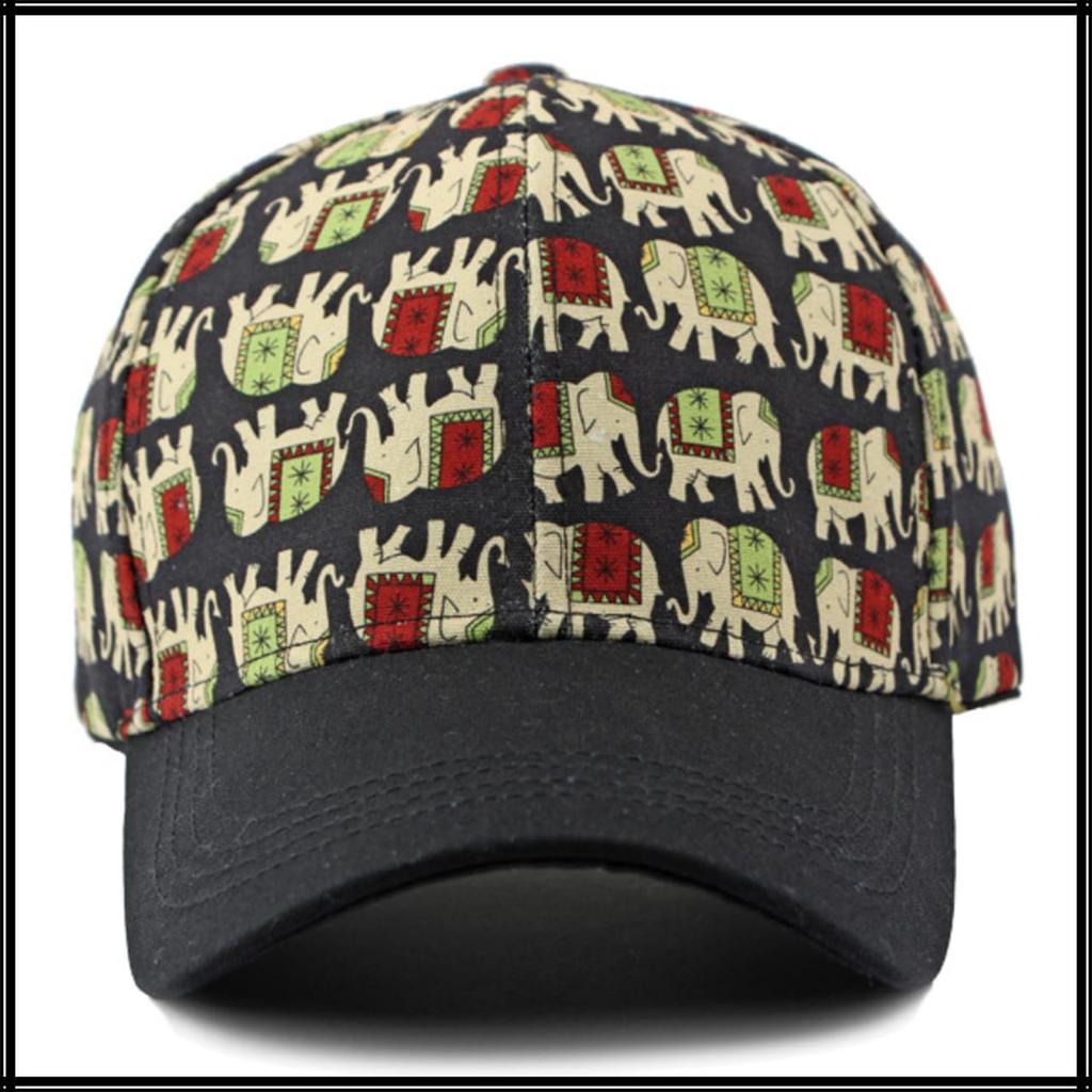 Elefantenprint Ethnisch Lässig CZA256 [Weißer Zahn] Kappe, Design, Hut, Herren, Damen, (Schwarz)