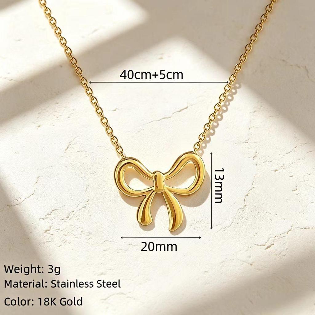 Elegant Double Happiness Knot Bow Pendant Necklace for Women - Versatile High-End Fashion Jewelry