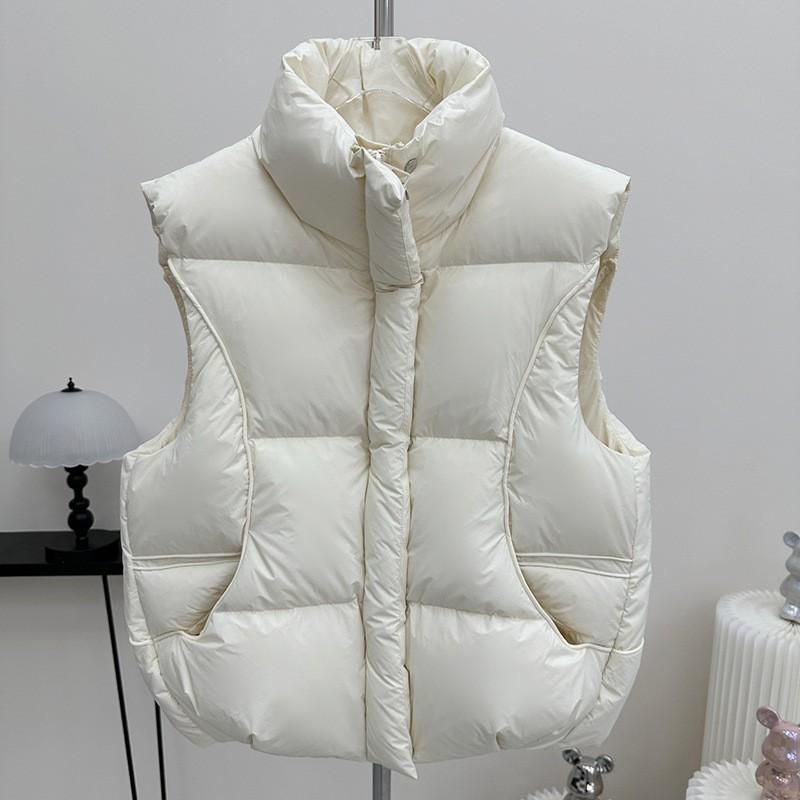 Womens Premium White Duck Down Vest 95% Fill Power 86-90% Thick Warm Sleeveless Puffer Winter