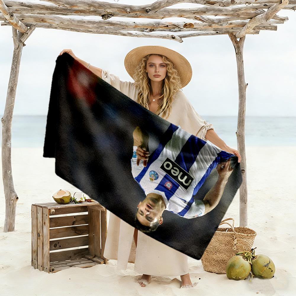 Soccer Player Action Beach Towel Super Soft & Absorbent Comfortable Lightweight Suitable for Sports, Travel, Swimming, Yoga, Bathroom, Beach, And Pool