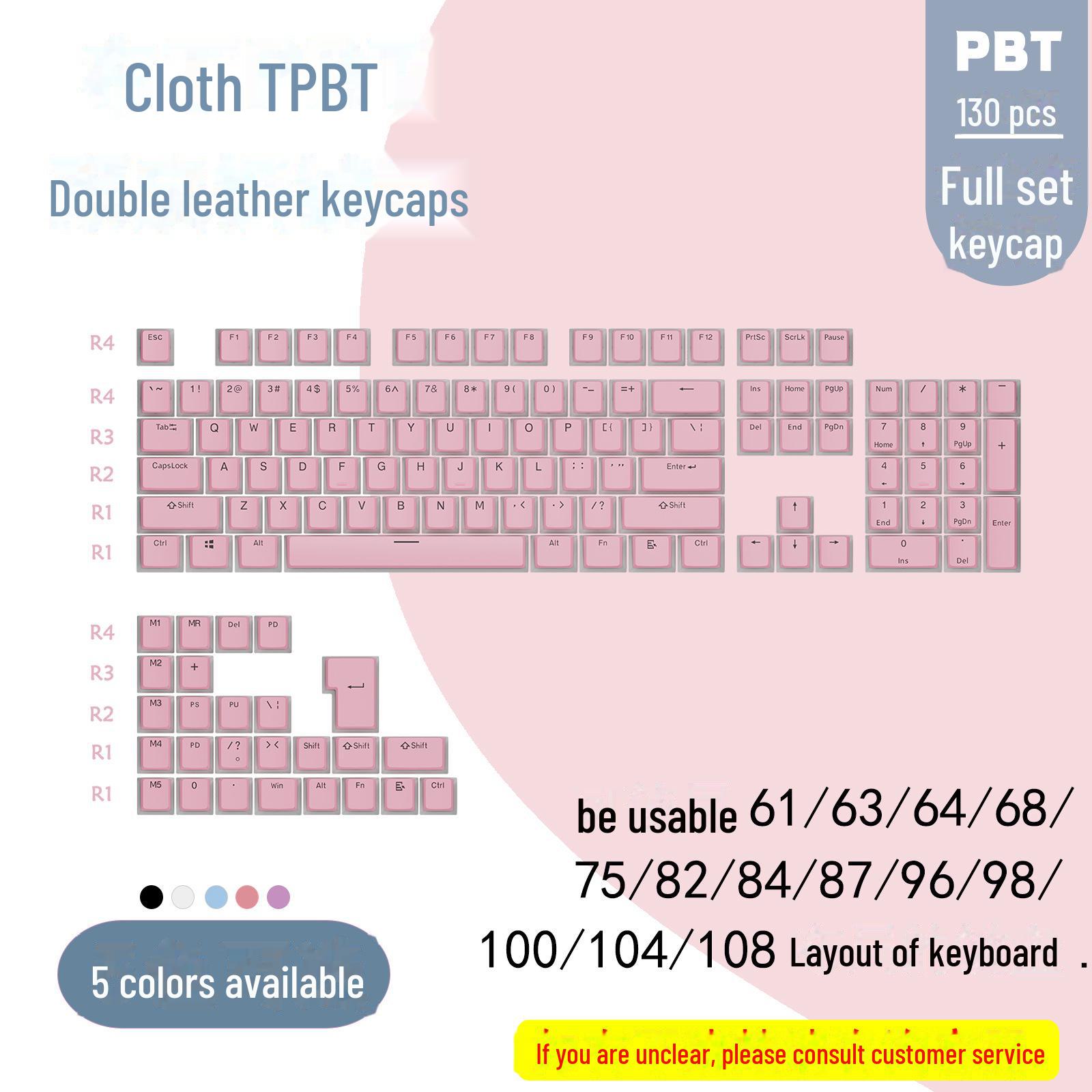 

Напівпрозорий двошаровий PBT Pudding Keycap Set для механічних клавіатур 130 keys Full Set рожевий