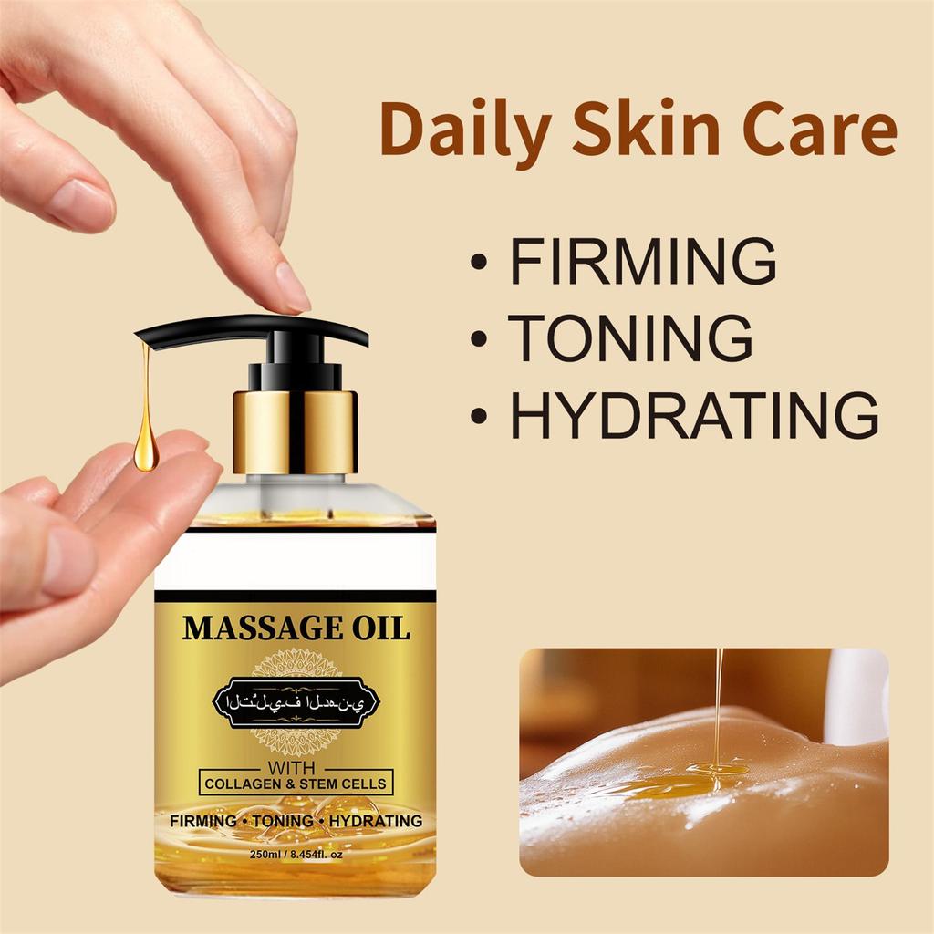 Cellulite Massage Oil With Collagen & Stem Cells - Natural Anti-Cellulite Oil That Helps Firm, Tone & Moisturize Skin, 8.45 Oz