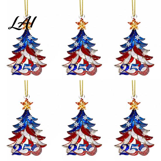 Lightweight Acrylic Car Rearview Mirror Decor 250 Anniversary USA Christmas Ornament America Years Patriotic Tree Party Gift Decoration 1776-2026 2D