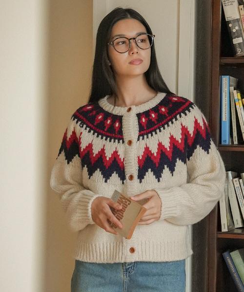 Tilaidai Retro Punchcar Pattern Cardigan_3Color