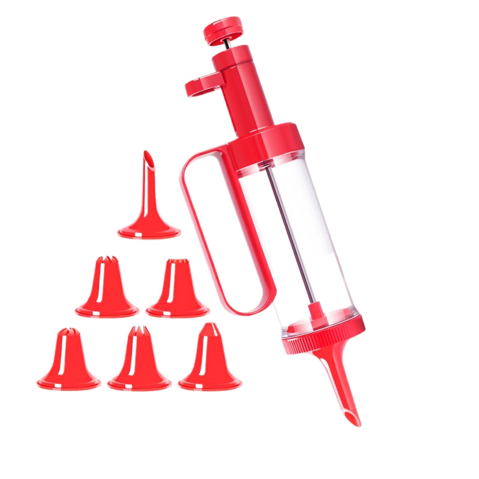 

Cookie Decorating Tool Set Cookie Press with Multiple Nozzles Baking Decorating Gun for Cake Pastry Icing Dough Extruder One Size червоний