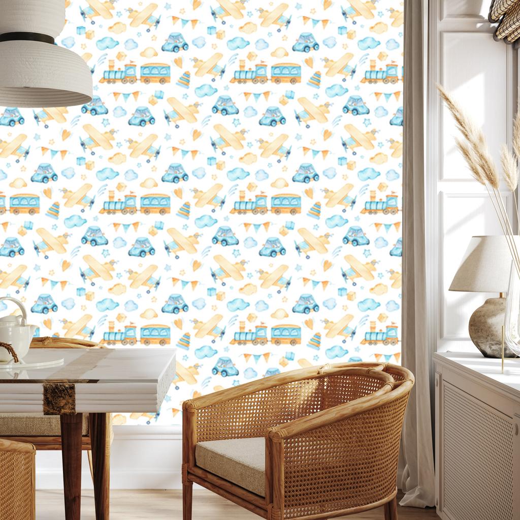 Cars and planes wallpaper for living room and bedroom 50x1000