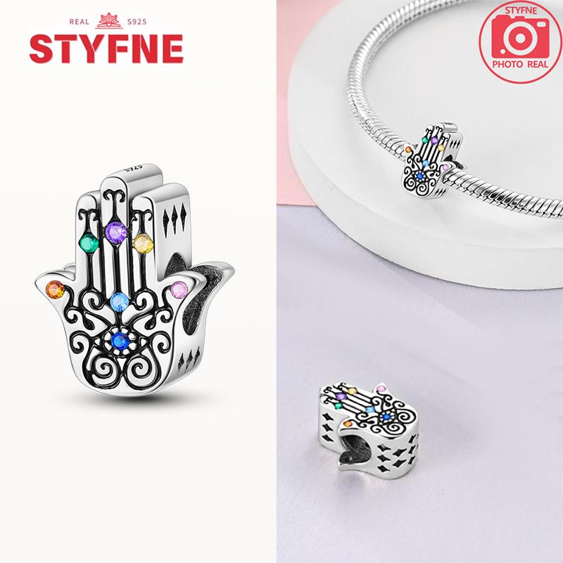 Copper Hamsa Hand Charm Lucky Hand Religion Bead Charms Fits Authentic Bracelets Diy Fine Jewellery Making Gifts for Women