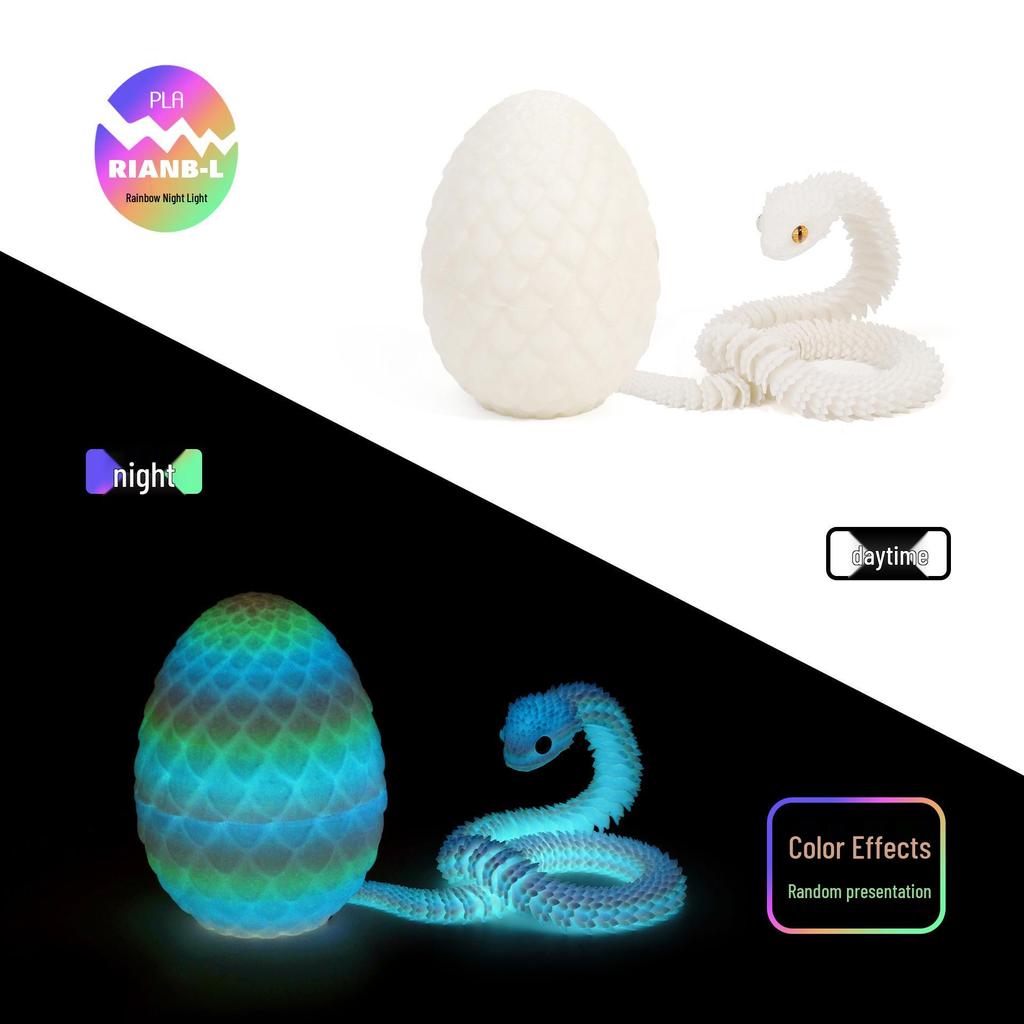 3D Printed Movable Viper Snake Model Toy - Flexible Simulation Animal Doll
