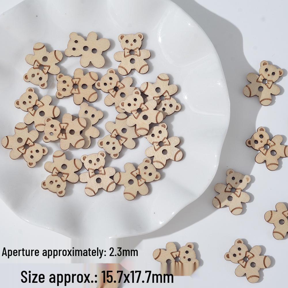 Teddy Bear & Kitten Cartoon Wood Buttons - DIY Bracelet & Necklace Beading Kit