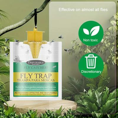 3pcs Disposable Catcher Bag Hanging Flies Flytrap Fly Traps Pack Water-Soluble Non-Toxic Harmless For Household Garden