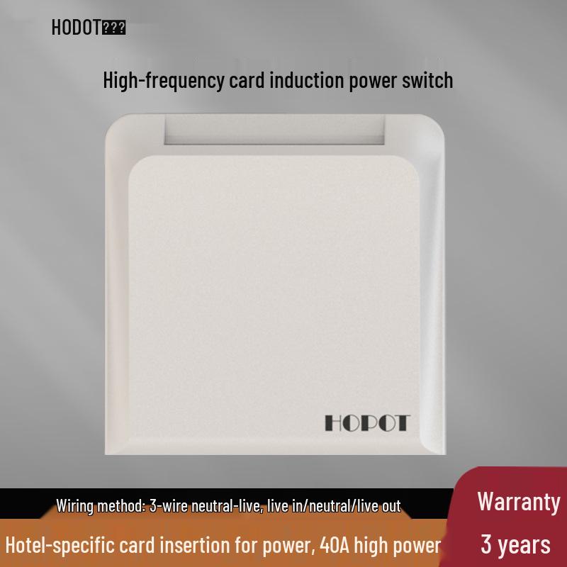 

Hotel B&B Inn Card Insertion Power Switch, 40A, 86 Type, Delayed High/Low Frequency Induction Switch Panel