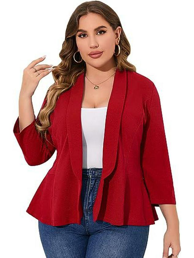 

2026 Lightweight Plus Size Women s Ruffle Blazer – Comfortable and Stylish Casual Wear XL вино красного