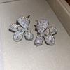 Shining and Dazzling~ Full of Diamond Zircon Flower Stud Earrings, New Fashionable Earrings, Exquisite Design Niche Earrings