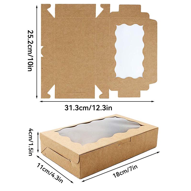 White & Pink Kraft Paper Box with Window for Cakes, Cookies, Muffins, and Egg Tarts