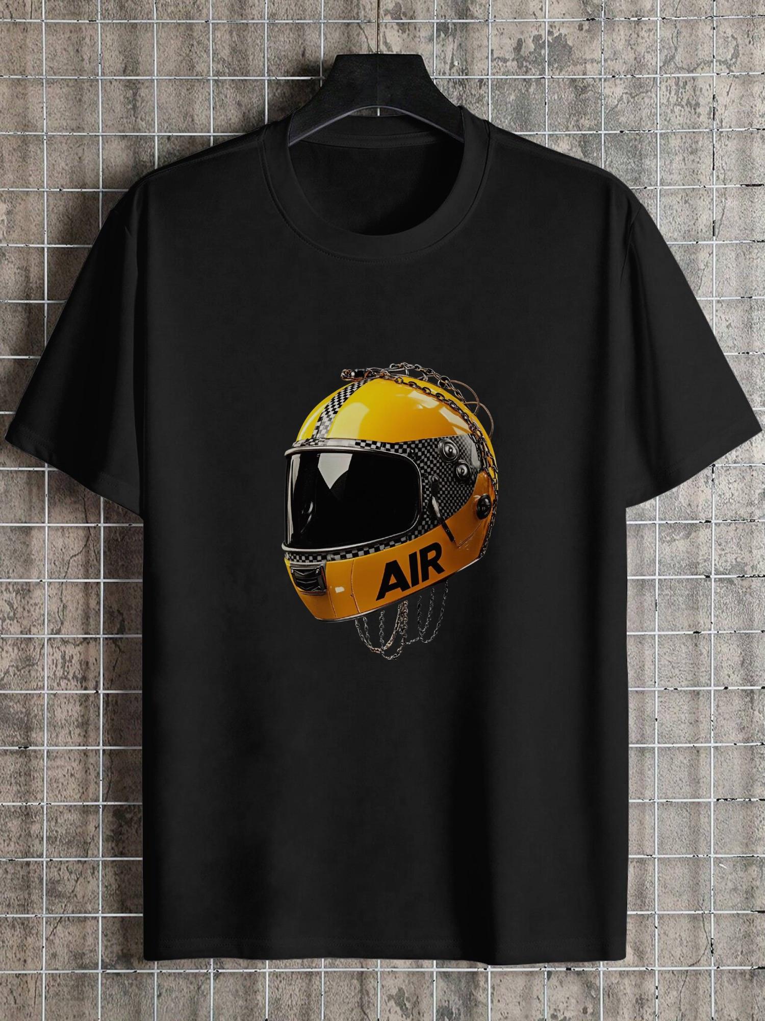 1pc bold graphic bright yellow checker patterned helmet T-shirt S