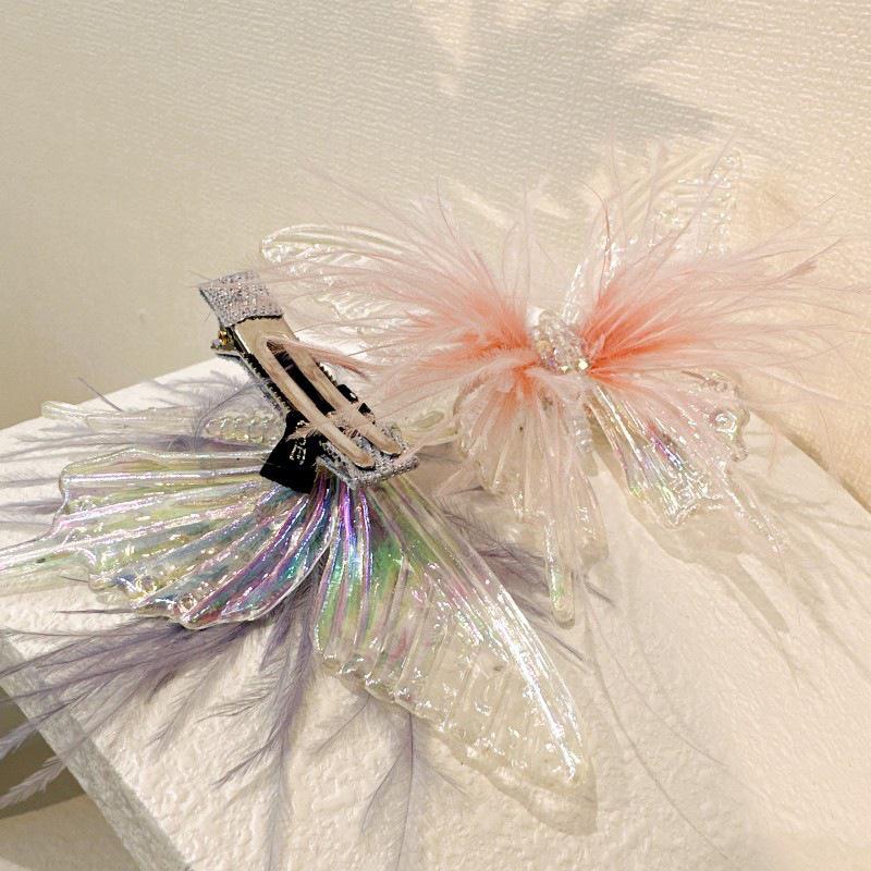 2023 Children's 3D Butterfly & Mermaid Princess Hair Clips - Feather Hairpins & Baby Headwear Accessories