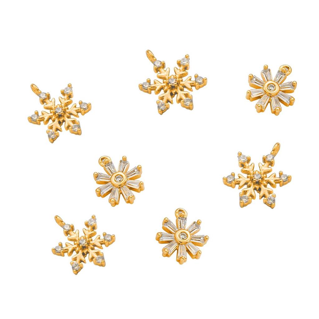 Copper Snow Flowers Charms Pendants DIY For Women Earring Making Supplies