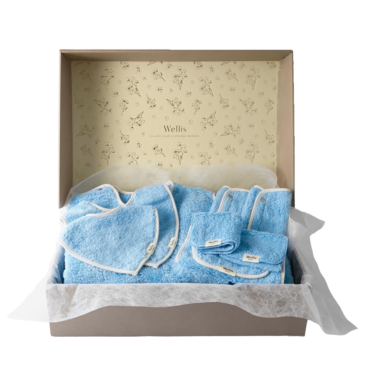 

ALL in Box Ajisai Small Large Mummy Daddy Sweat Baby Carrier [Wellis BABY] (Swaddle, Bib, Bib, Sleeper, Towel, Towel, Pad, Cover, Hydrangea)