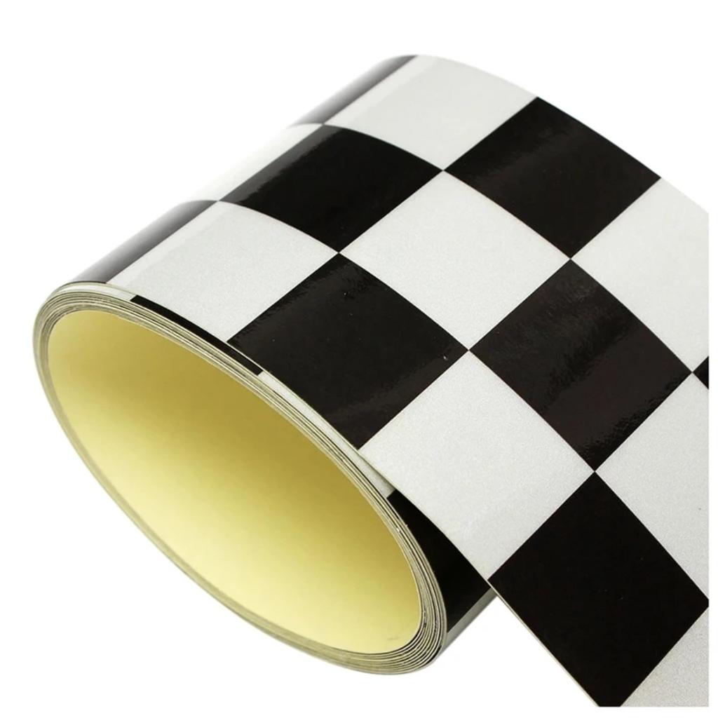 AIBOAT 3" Wide Black White Checkered Flag Vinyl Decal Tape Car Motorcycle Motorcycle Tank