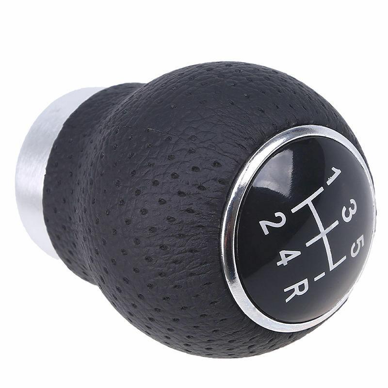 Black Leather 5-Speed Manual Transmission Car SUV Gear Shift Knob Shifter Lever