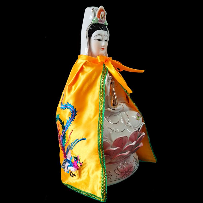Only Cloak Zen Lotus Guanyin Buddha Statue Small Cloak Guanyin Bodhisattva Goddess Decor Embroidered Shawl Without Resin Buddha