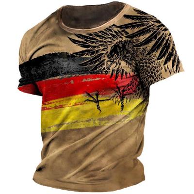 T-shirts à motif d'aigle pour hommes, haut imprimé en 3D, mode vintage, col rond, manches courtes, vêtements Harajuku pour hommes